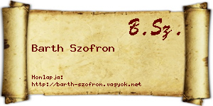 Barth Szofron névjegykártya